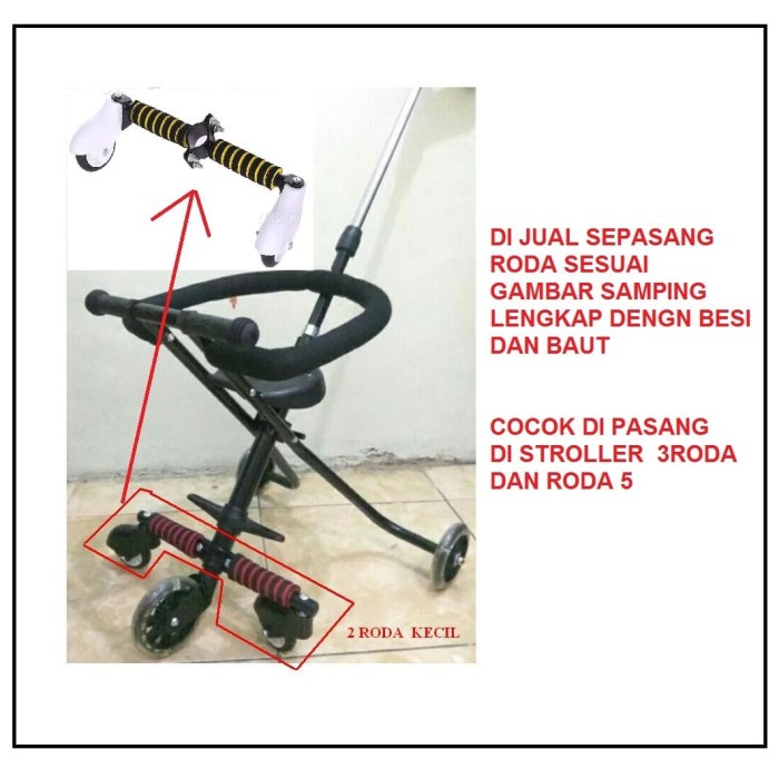 Promo Di Jual Roda Depan Stroller Micro 5 Roda ( Roda Kecil 1 Set Lengkap )