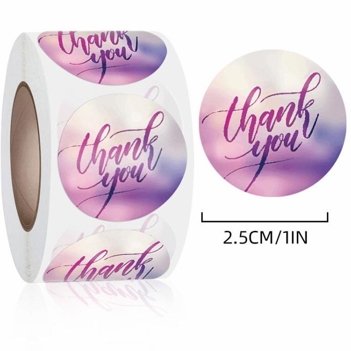 

XIEXIENIN Sticker Thank You Hologram 1 rol isi 500 Label Tempelan Paket Online