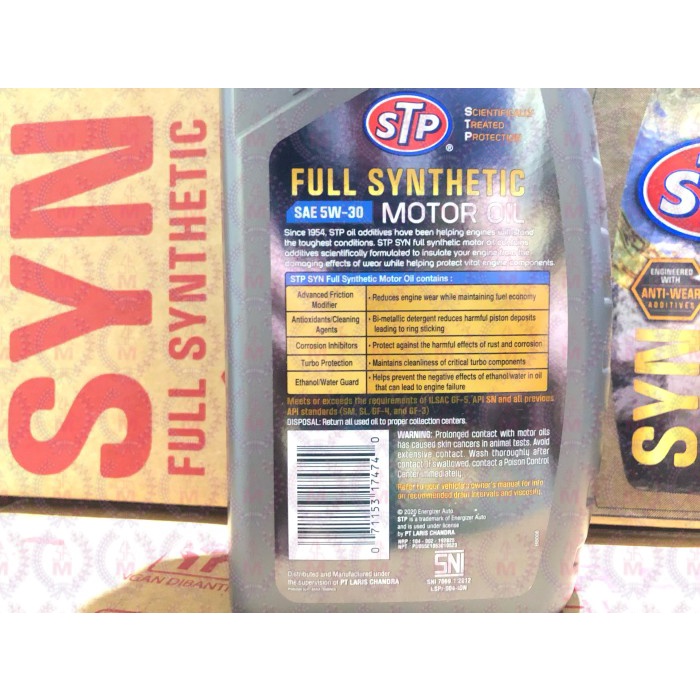 STP SYN Full Synthetic Gasoline Motor Oil 5W30 5W-30 5W/30 API SN GF-5 star
