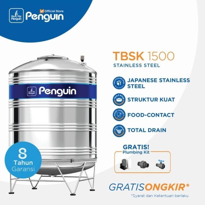 Toren Air Penguin Stainless Steel TBSK 1500 Tangki Air Stainles 1500 L