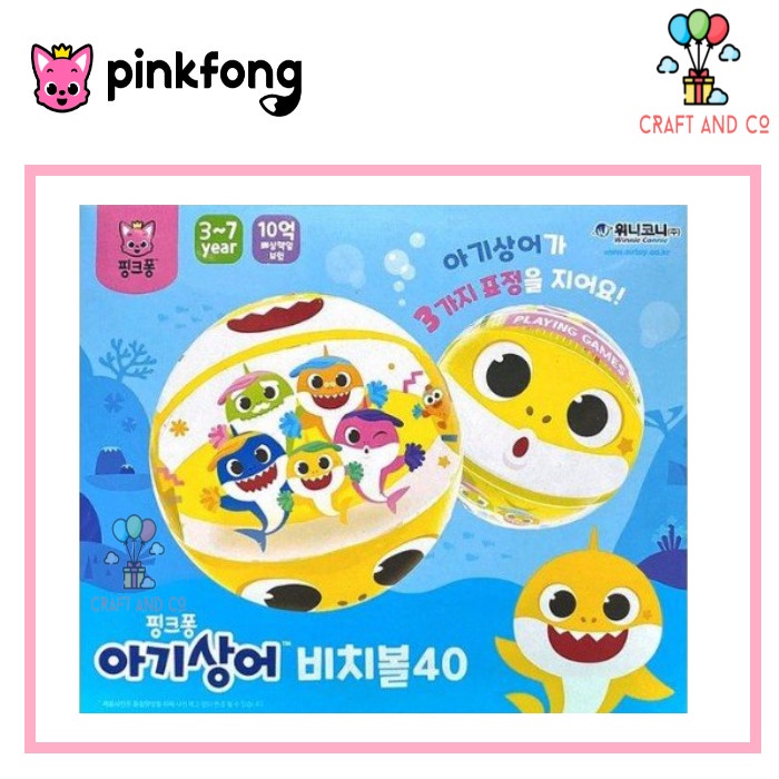 Pinkfong New Baby Shark Family Beach Ball Bola Pantai Anak Ori Korea Ready