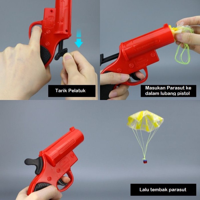 Ready Mainan Anak Pistol Parasut Terjun Payung Parasut Mainan Parasut Ready