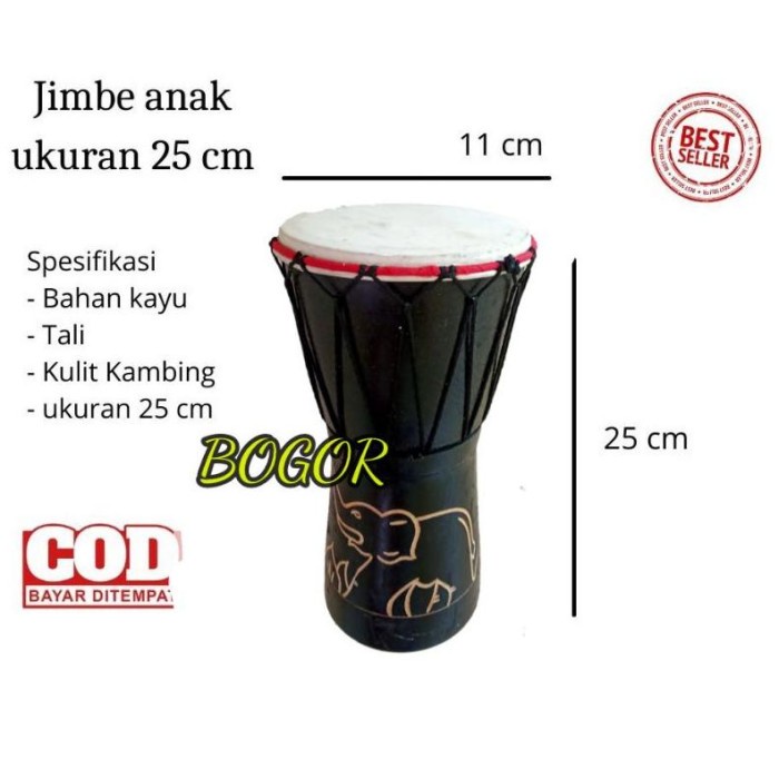 Jimbe - Bkoi*141 Mainan Anak Alat Musik Tifa Papua Jimbe Rembana Hadroh 25Cm