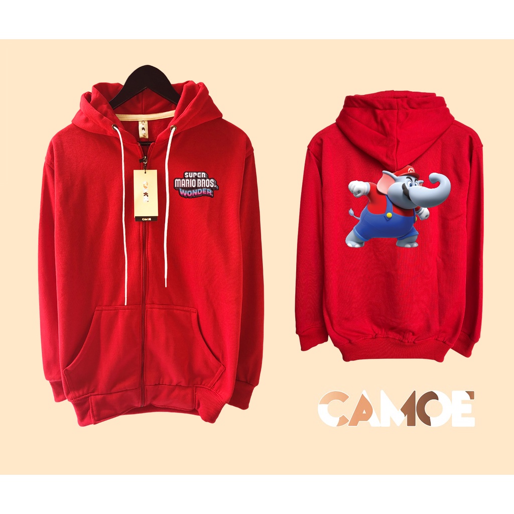 Jaket Hoodie Zipper Super Mario Wonder Elephant Mario
