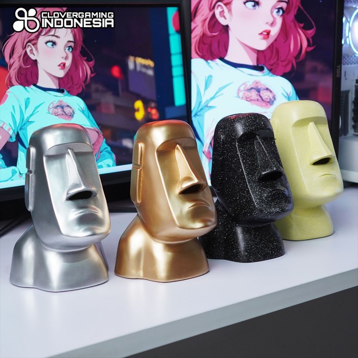 Tracy Emot Batu Stand Headset Tissue Box Easter Moai Emote Statue