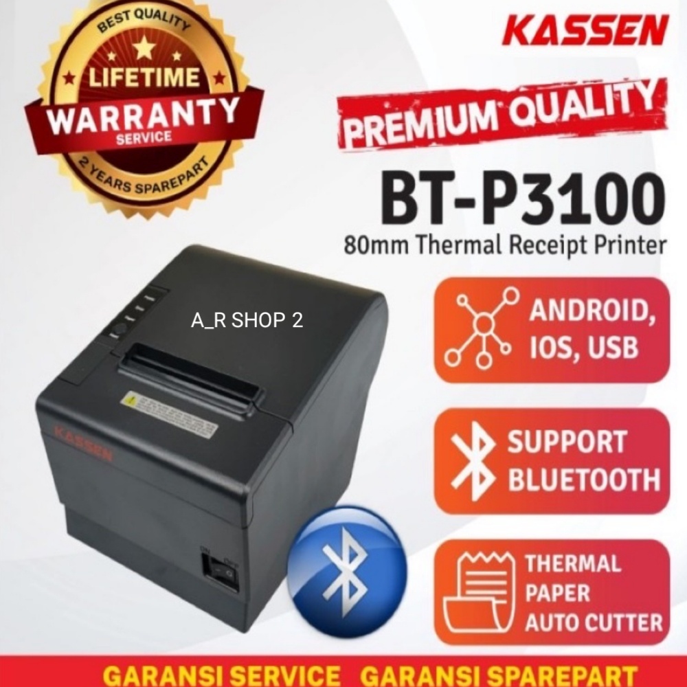GOOJPRT Printer Bluetooth Thermal Printer POS WiFi USB RJ11 80 mm  AUTOCUTTER BLUETOOTH Bergaransi