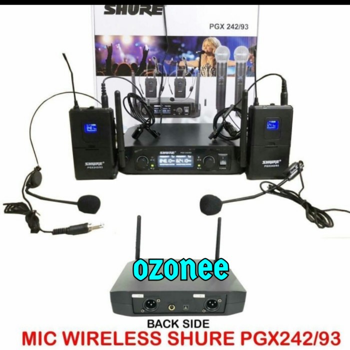 MIC WIRELESS SHURE PGX 242/93 2 MIC JEPIT CLIP ON+2 MIC HEADSET BANDO