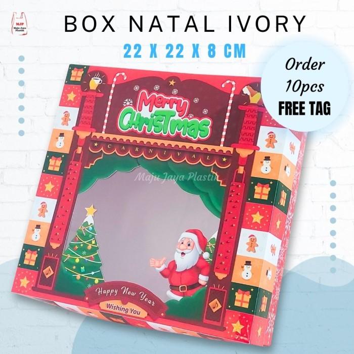 

Box Kotak Natal Christmas 22X22 Dus Kue Cookies Permen Toples Natal 071