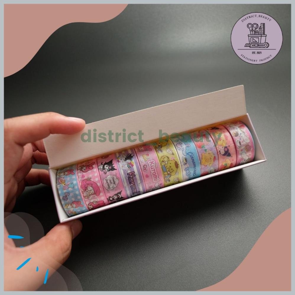 

Cod Washitape Roll Sanrio 1 Set Isi 10 Pcs Solatip Cute Washi Tape Kuromi Cinamorol Lucu Termurah Original