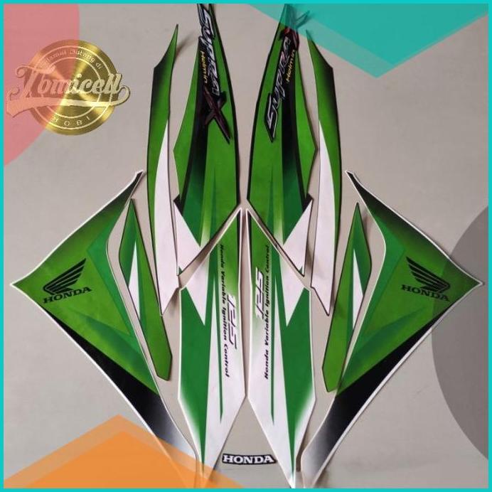 striping honda supra x 125 r helm in 2010 2011 hijau putih list body