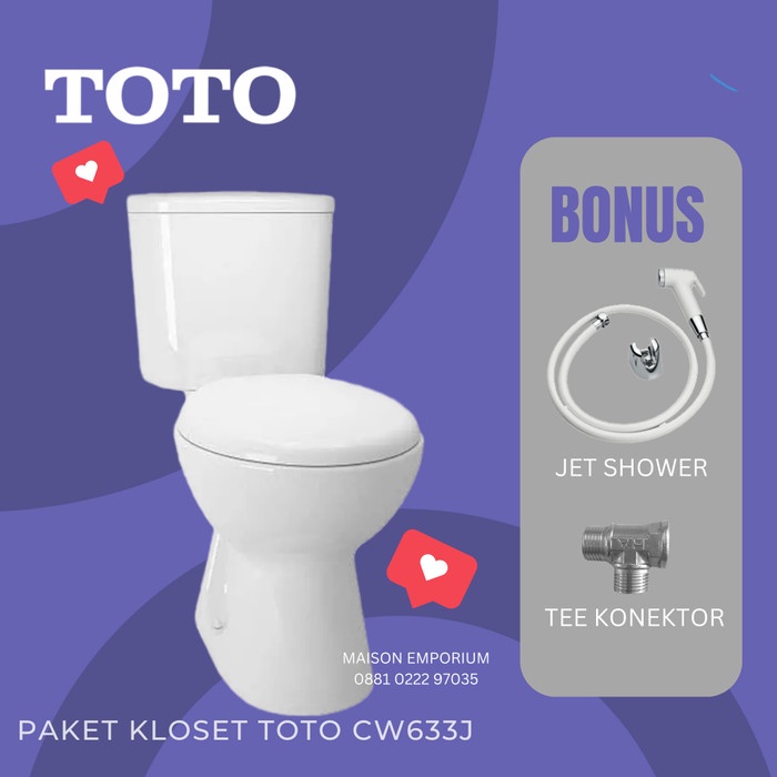 Baru Kloset Duduk Toto Cw633J Lengkap Pasang / Toilet Toto Cw 633 J Putih Murah