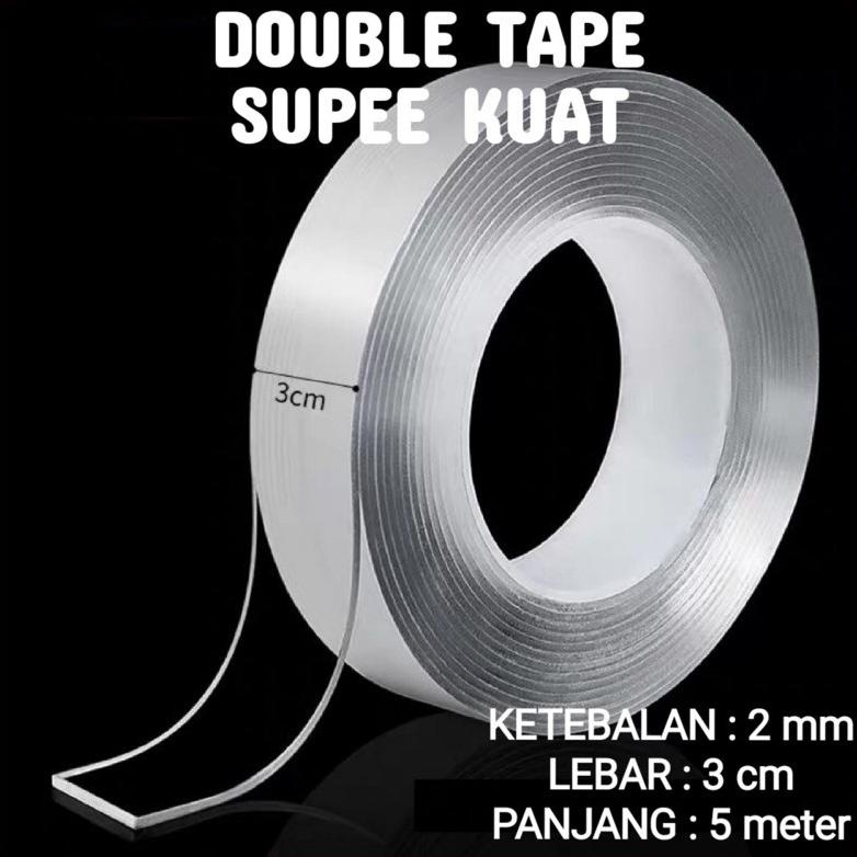 

Model baru - 300gram2mmX5meter Double Tape Nano Tape Ivy Grip Tape Isolasi Selotip 2 Sisi Kuat Dicuci !!