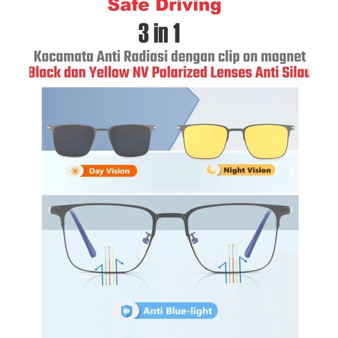 Kacamata Night View Sporty Polarized "SAFE DRIVING"