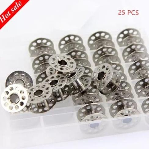 Model baru - Spool Mesin Jahit Hitam/Klasik/Singer/Butterfly (25pcs Spool+Case) .,