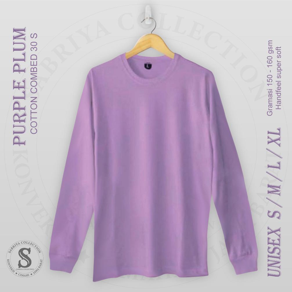 Terbaik kaos Polos UK S M L XL XXL Lengan Panjang Ujung Rib Catton Combet 30s Pria/Wanita ,,