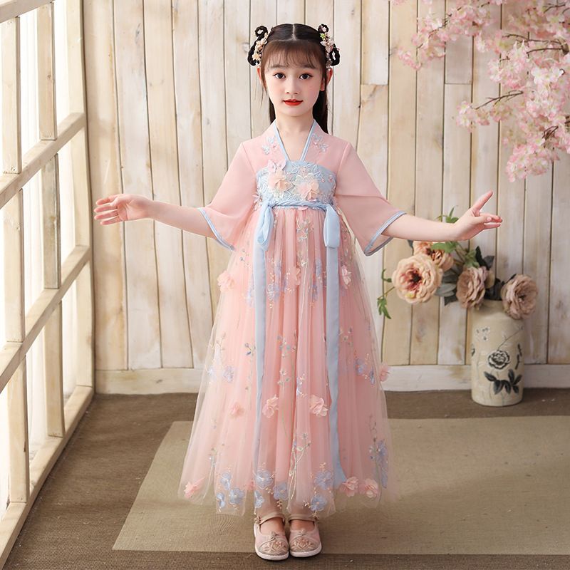 DH1 DRESS HANFU/HANFU IMPORT/DRESS HANFU ANAK/ DRESS PINK/ HANFU PINK