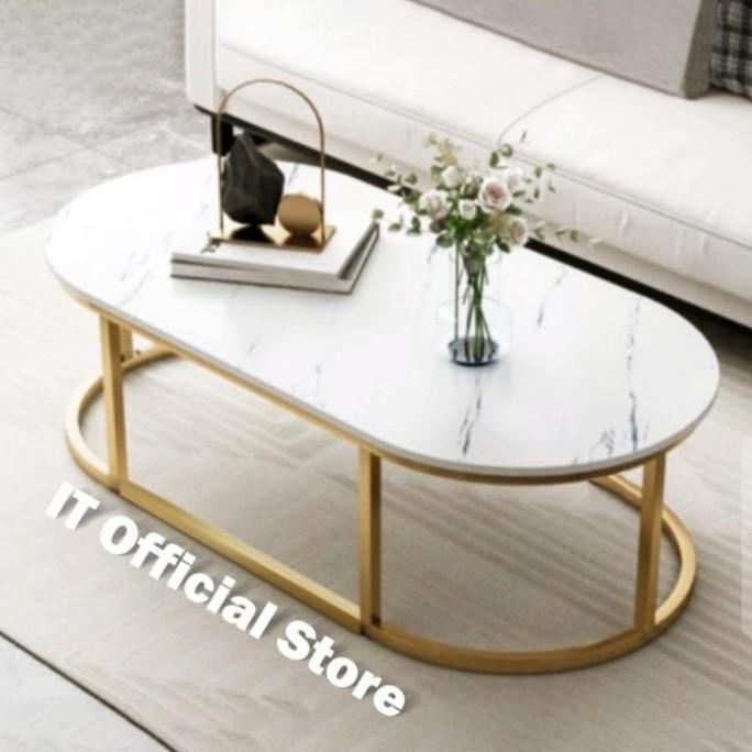 Meja Tamu Marble Gold Meja Coffee Table Meja Oval Marble Gold Torcyrorcy