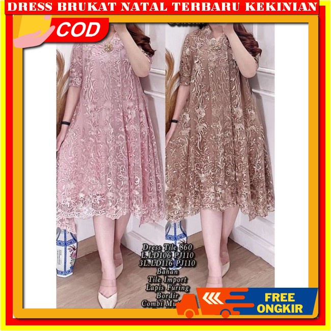 Dress Natal Wanita Terbaru Korea Draes Bruklat Wnita Kekinian Drees Korean Style Pendek Dreses Beruk