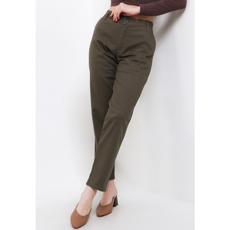 Celana Panjang Giordano Original Wanita Chinos klasik untuk casual look dengan siluet versatile Bran