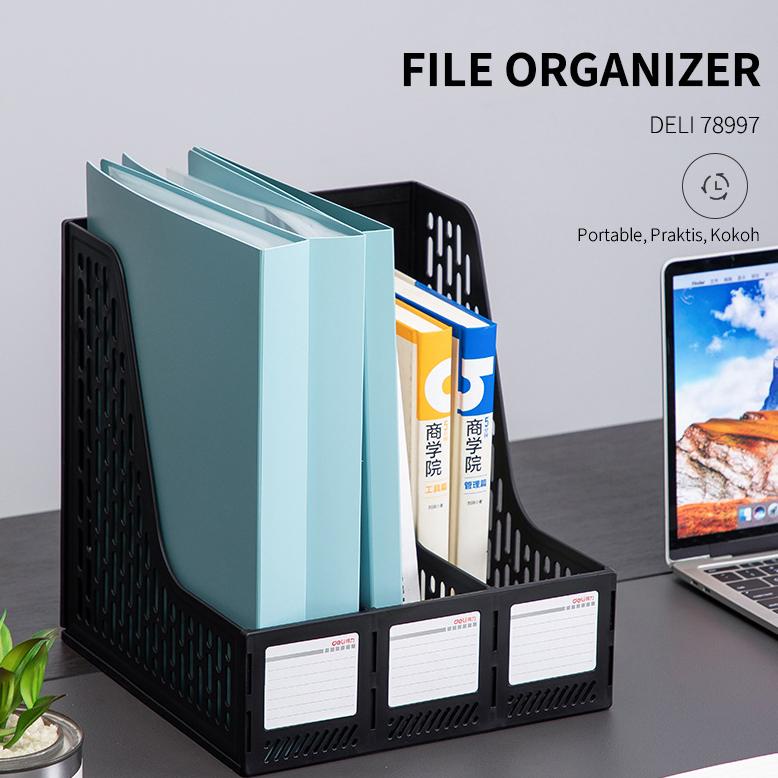 

Promo Deli Magazine Container File Tray Rak Box File Tempat Dokumen Bahan Plastik 3 Sekat 78997 Hm521