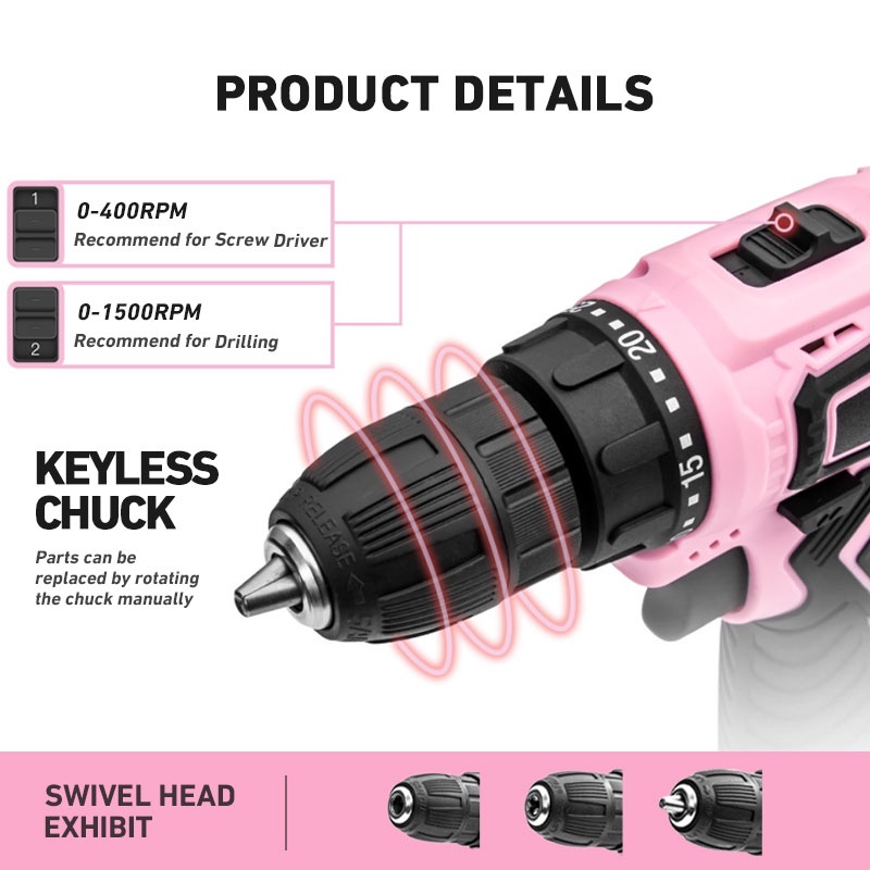 Bonkyo Mesin Bor Cordless/Bor Baterai/ Bor Listrik/Beton Besi Kayu Full Set Pilihan Bor Tanpa Kabel
