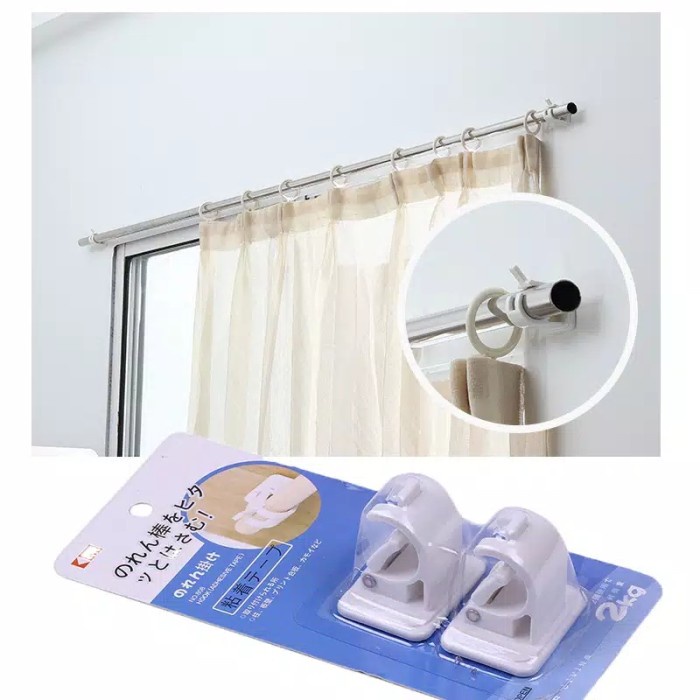 

Promo 2Pcs/Set Klip Tiang Hordeng Gantung Dinding Dengan Perekat Untuk Kamar