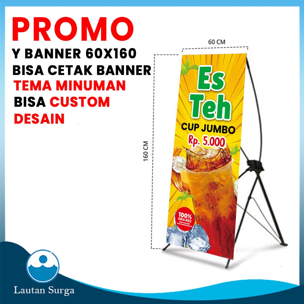 (PAKET Cetak Standing Y Banner) Cetak Stand Banner Spanduk Baliho Free Custom Desain Benner Jualan M
