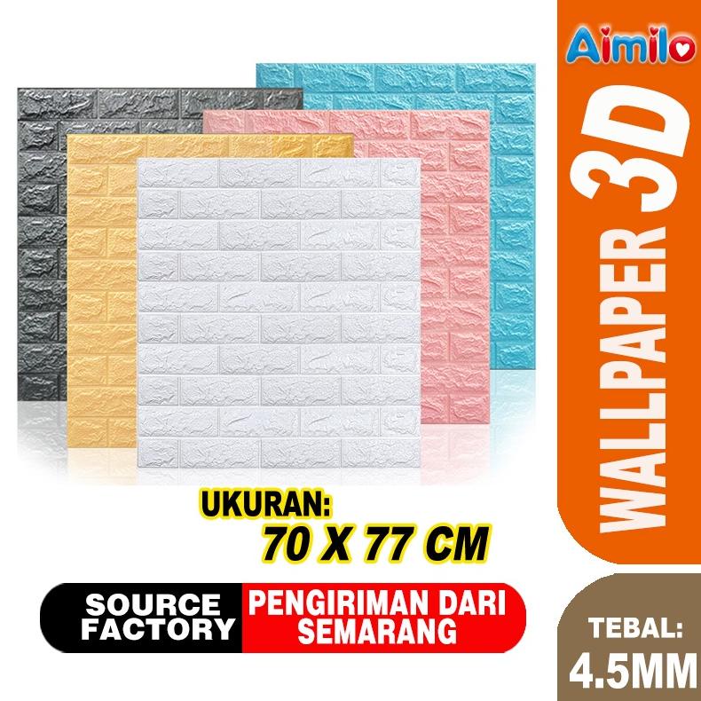 Aimilo Wallpaper Dinding 3D Foam Motif Bata Dekorasi Dinding Kamar Ukuran 70 x 77CM Kamar Paling Mur