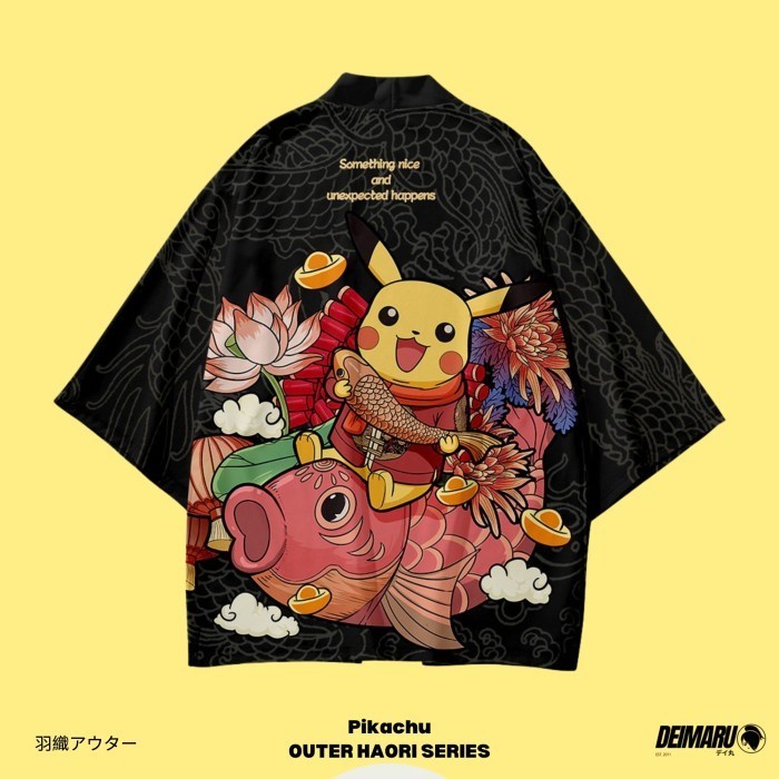 KOSTUM BAJU JEPANG KIMONO PENDEK HAPPI HAORI PIKACHU