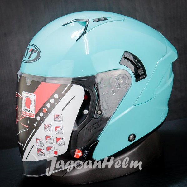 Helm Kyt Nfj Solid Aqua Blue Nf-J Double Visor
