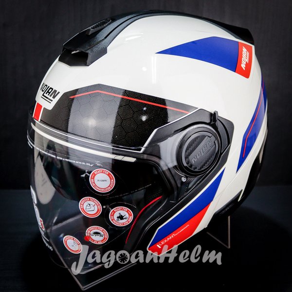 Nolan Helm N405 Pivot N-Com #028 Metal White Half Face