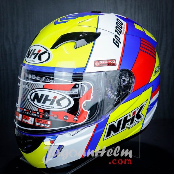 Nhk Helm Gp1000 Sxr Blue Aqso Yellow Gp 1000 Double Visor