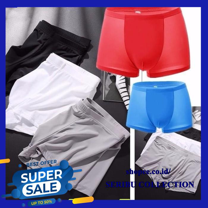 PAKAIAN DALAM PRIA BOXER ES SUTRA SEXY CELANA DALAM SEAMLESS  PRODUK TERBAIK 