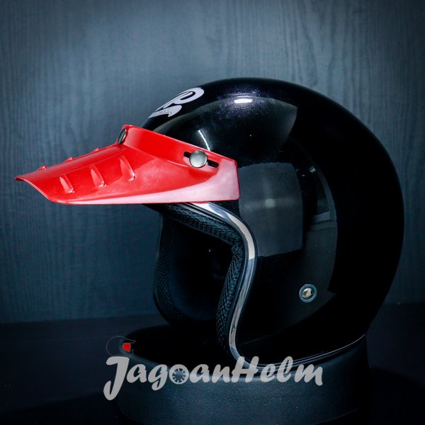 Jpx Helm Jp Retro New Bigie Black Glossy Pet Panjang