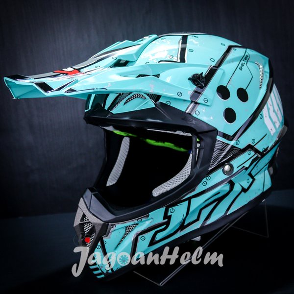Jpx Helm Cross Fox 1 X20 Titan- Tosca Blue- Fox1 Motocross Trail