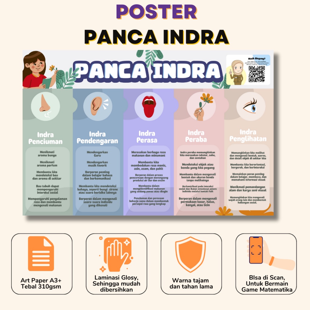 Bu Guru Ria - Poster Panca Indra Yang Dapat Di Scan Untuk Pembelajaran Lebih Detail