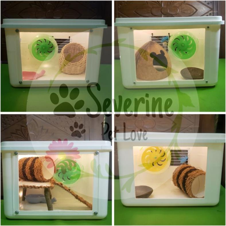 Baru Kandang Hamster | Box Modif akrilik MICA Clear| Paket kandang hamster Lengkap | Box Es krim Kandang Hamster | box reptil .,
