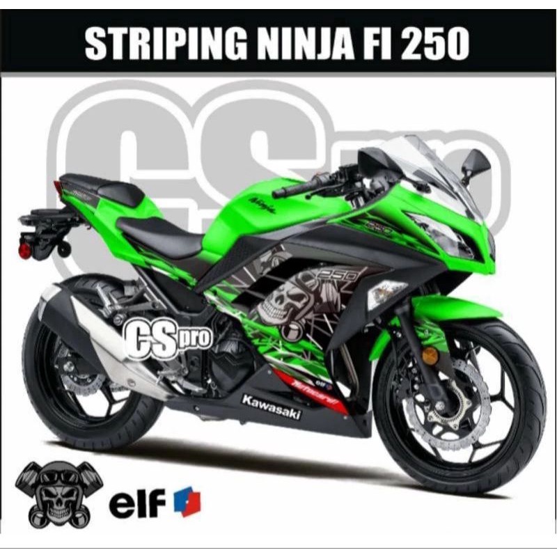 stripping lis sticker variasi kawasaki ninja 250fi motif tengkorak grafis STRIPPING NINJA FI 250 MOT