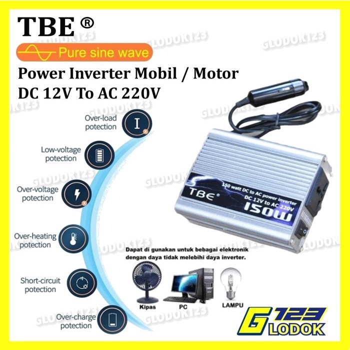 BISA COD TBE Power Inverter DC 12V To AC 220V 100 150 200 250 Watt Mobil Motor /CHARGER AKI/DONGKRAK
