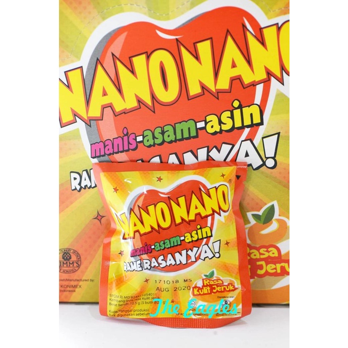 

permen NANO manis asam asin NIMMS solo 1 sachet isi 5 butir kulit jeru