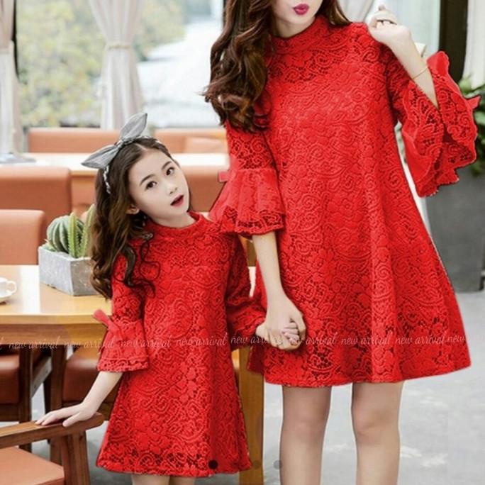 PREMIUM - COUPLE BAJU IBU DAN ANAK PEREMPUAN DRESS PESTA NATAL KONDANGAN XMAS