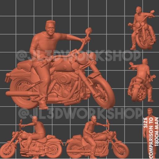 @=@=@=@=] JL3D Motor Skala 1/64 Harley Davidson Fat Boy Rider Hotwheels Mini GT