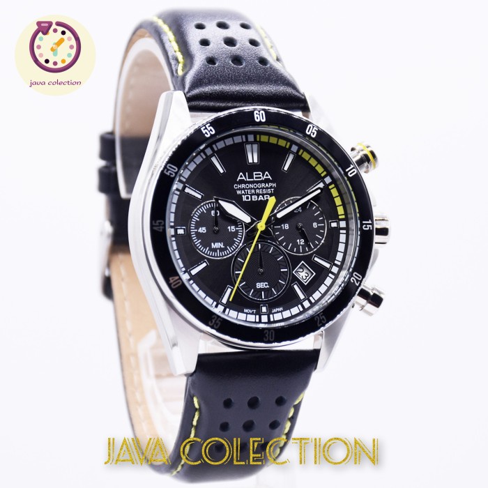 ✨Ready Jam Tangan Pria Alba At3J33X1 Chronograph Strap Leather Original Limited