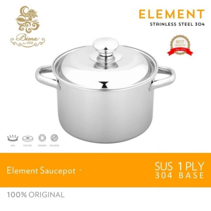 Promo Sauce Pot Bima Element Stainless Sus 304 / Panci Stainless Bima