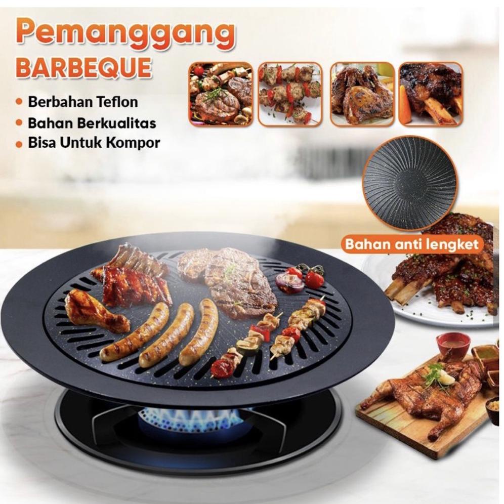 Panggangan Bulat BBQ Ultra Grill Pan 32cm - Alat Pemanggang Daging - Panggangan Indor Kompor Ala Kor