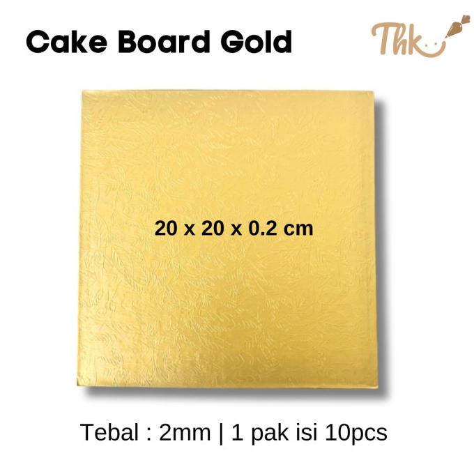 *#*#*#] Alas Kue Cake Board Gold Nicole Kotak 20cm (isi 10pcs)