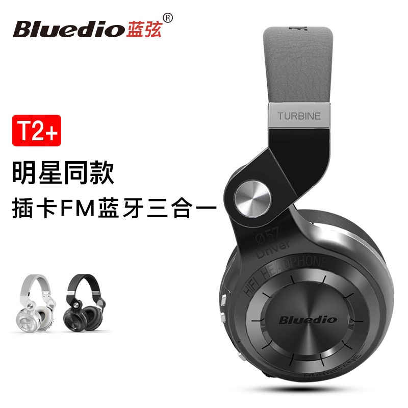 BluedioT2+Bluetooth Headset Stereo 5.0Headset Radio Colokan Nirkabel Olahraga Bass Berat