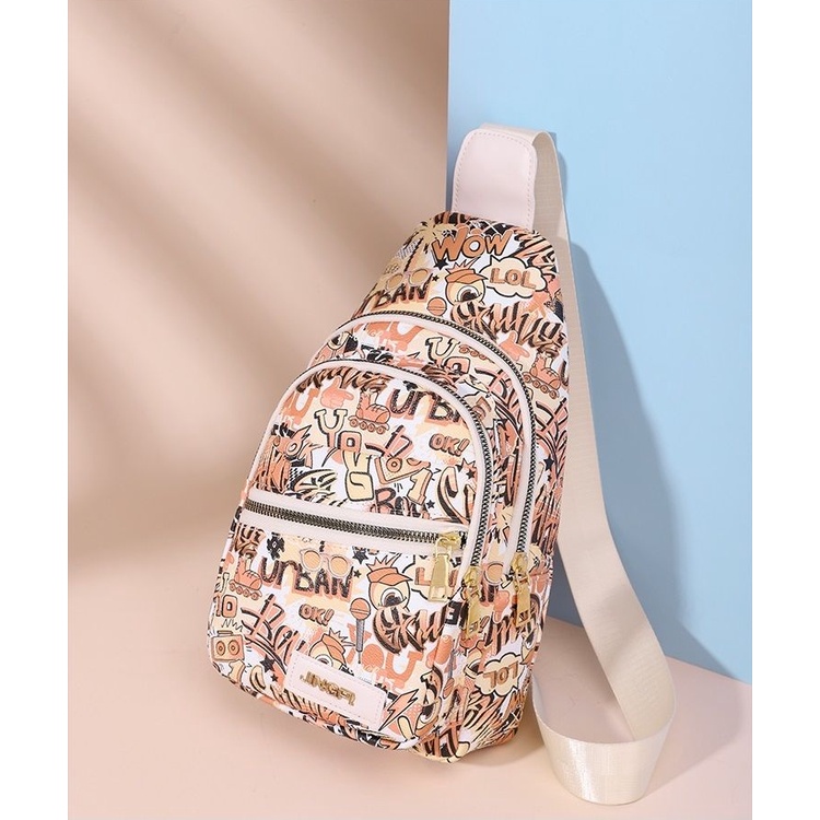 Tas Dada Wanita, Tas Selempang Santai Gaya Grafiti