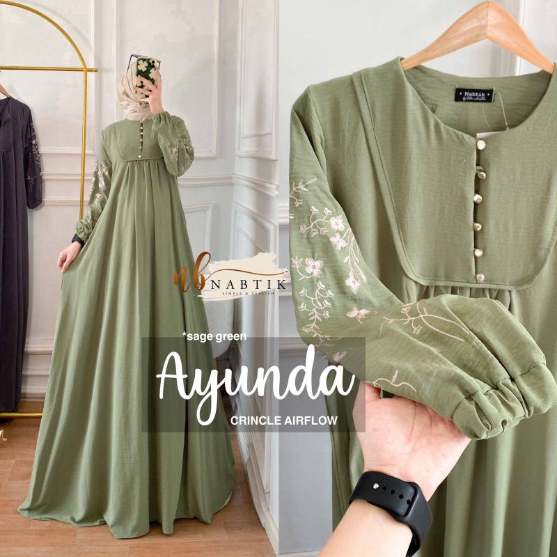 AYUNDA DRESS / MAXY DRESS WANITA CRINKLE BORDIR ORI