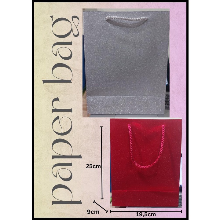 

DISKON PREMIUM HAMPERS GOODIE BAG/ TAS KADO/ PAPER BAG KILAP 25X19,5X9CM !!!!!!!